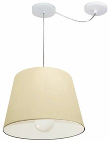Lustre Pendente Cone Com Desvio Md-4274 Cúpula 30/30x40cm Algodão Crú - Bivolt