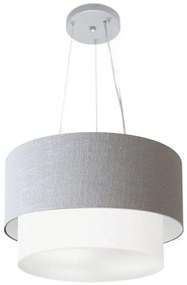 Lustre Pendente Duplo Cilíndrico Vivare Md-4158 Cúpula em Tecido 40x35cm - Bivolt