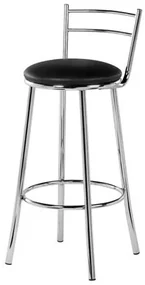 Banqueta Media Cromada com Assento em Corino Preto 9563 Sun House
