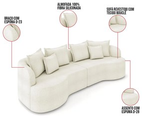 Sofá 5 Lugares Orgânico Living 290cm Mersa Bouclê K01 - D'Rossi - Bege