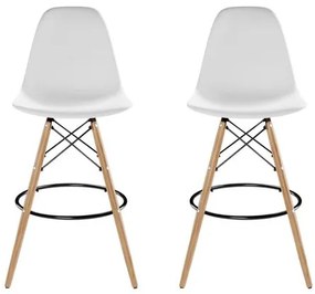 Kit 2 Banquetas Eames Polipropileno Branco Base Dsw Madeira - 75461 Sun House