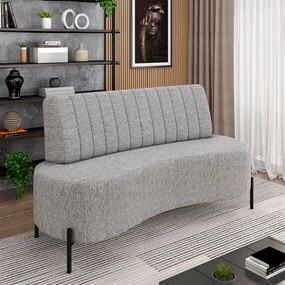 Sofá Living Decorativo 2 Lugares 1,35M Katara Pés de Ferro Linho Cinza G33 - Gran Belo