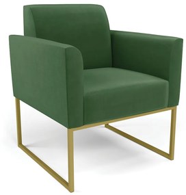 Poltrona Base Industrial Dourado Marisa Suede Verde D03 - D'Rossi