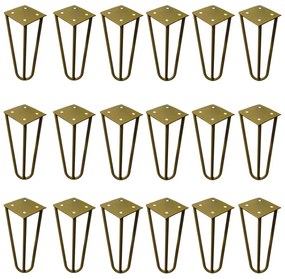 Kit 18 Pés de Metal 15 CM Hairpin Legs Mesas de Centro Puffs Dourado G41