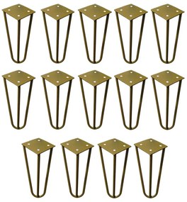 Kit 14 Pés de Metal 15 CM Hairpin Legs Mesas de Centro Puffs Dourado G41