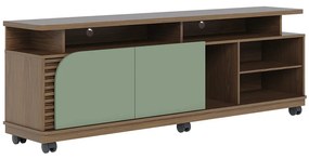 Bancada Tv de 75'' 2 Portas com Rodízio Ewa 180cm C04 - D'Rossi - Amendoa e Verde Pistache