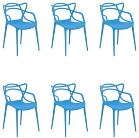 Kit 6 Cadeiras Decorativas Sala e Cozinha Feliti (PP) Azul G56 - Gran Belo