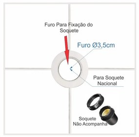 Cúpula em tecido quadrada abajur luminária cp-25/25x25cm algodão crú