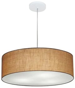 Lustre Pendente Cilíndrico Md-4218 Cúpula em Tecido 55x15cm Palha - Bivolt