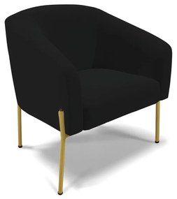 Poltrona Decorativa Pé de Ferro Dourado Stella Linho D03 - D'Rossi - A79 Preto