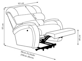 Poltrona do Papai Reclinável Napoli Elevação Lift Elétrico PU Marrom FH1 - D'Rossi