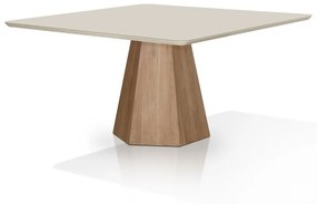 Mesa de Jantar Vernazza Quadrada Tampo com Vidro Base Revestida com Acabamento Melamínico Design Moderno