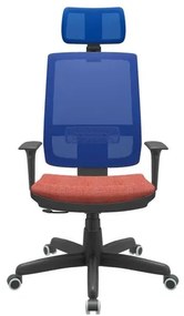 Cadeira Office Brizza Tela Azul Com Encosto Assento Concept Rose RelaxPlax Base Standard 126cm - 63650 Sun House