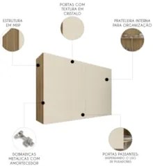 Armário de Cozinha Aéreo 2 Portas 120cm Minsk Freijó/Soft Z06 - Mpozen