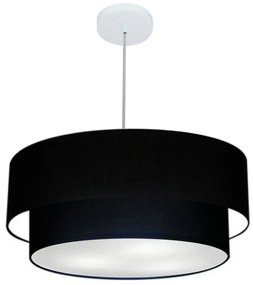 Lustre Pendente Duplo Cilíndrico Vivare Md-4353 Cúpula em Tecido 60x50cm - Bivolt