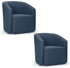 Poltrona Decorativa Orgânica Kit 2 Stella Max Suede Azul Marinho D03 - D'Rossi