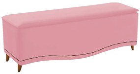 Calçadeira Estofada Yasmim 90 cm Solteiro Suede Rosa Bebê - ADJ Decor