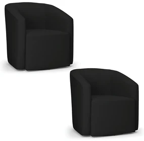 Poltrona Decorativa Base GiratĂłria Kit 2 Stella Max Linho D03 - D'Rossi - A79 Preto