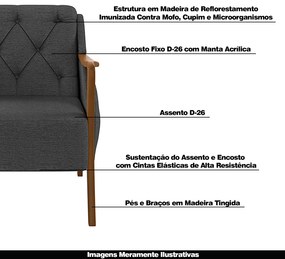 Conjunto Decorativo 2 Poltronas e 1 Namoradeira 2 Lugares Hand Linho Chumbo G45 - Gran Belo