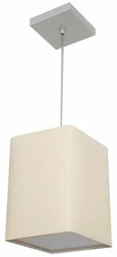 Kit/2 Pendente Md-4007 Cúpula em Tecido Quadrado 25/16x16cm Linho Bege - Bivolt