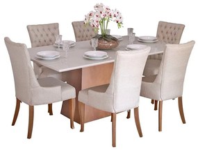 Conjunto Sala de Jantar Mesa Bonnie com 6 Cadeiras Judy - Wood Prime 38711