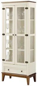 Cristaleira Bia 2 Portas e 1 Gavetas cor Off White com Amêndoa 180 cm - 60752 Sun House