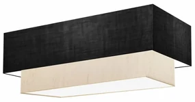 Plafon Para Sala Retangular SL-3044 Cúpula Cor Preto Linho Bege
