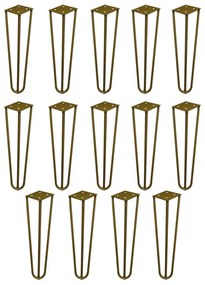 Kit 14 Pés de Metal 25 CM Hairpin Legs Rack e Puffs Dourado G41