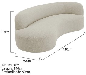 Divã Recamier Orgânico Tokyo 140cm Lado Esquerdo Linho - ADJ Decor