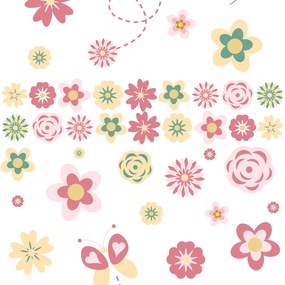 Papel de parede adesivo floral cores opacas