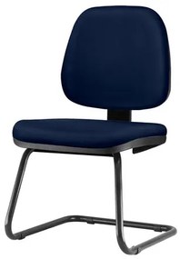 Cadeira Job Assento Crepe Azul Escuro Base Fixa Preta - 54566 Sun House