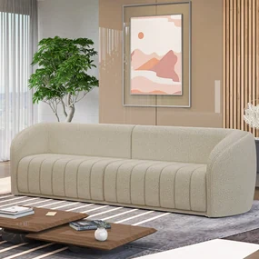Sofá Decorativo Sala de Estar 292cm Adam 4 Lugares Boucle Bege G45 - Gran Belo
