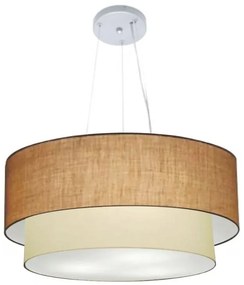 Lustre Pendente Duplo Cilíndrico Vivare Md-4179 Cúpula em Tecido 70x60cm - Bivolt
