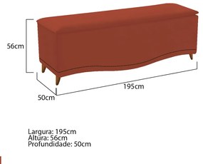 Calçadeira Estofada Yasmim 195 cm King Size Suede Terracota - ADJ Decor