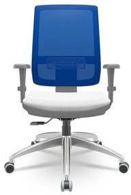 Cadeira Brizza Diretor Grafite Tela Azul Assento Aero Branco Base RelaxPlax Alumínio - 65945 Sun House