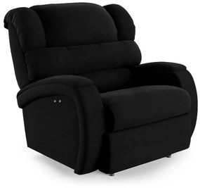 Poltrona do Papai Reclinável Napoli Power Touch Massagem Veludo Preto FH1 - D'Rossi