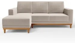 Sofá Living 200cm 3 Lugares Com Chaise Esquerdo Kayrós D05 Boucle Bege