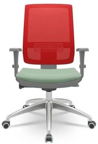 Cadeira Brizza Diretor Grafite Tela Vermelha com Assento Vinil Verde Base Autocompensador Aluminio - 65799 Sun House