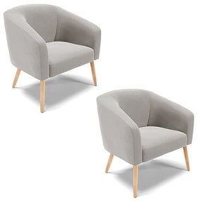 Poltrona Decorativa Pé Palito Natural Kit 2 Stella Veludo D03 - D'Rossi - Cinza