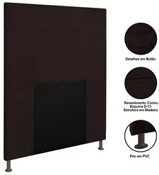 Cabeceira Cama Box Solteiro 90cm Safira Sintético I02 Marrom - Mpozena