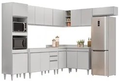 Armário de Cozinha Modulada de Canto 8 Peças CP01 Balcão Branco - Lumi