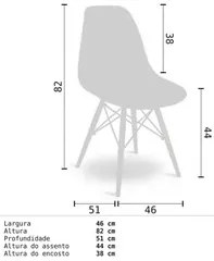 Cadeira Eiffel Charles Eames Preta F01 com Base de Madeira DSW - Mpoze