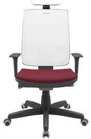 Cadeira Office Brizza Tela Branca Com Encosto Assento Poliester Vinho Autocompensador Base Standard 126cm - 63440 Sun House