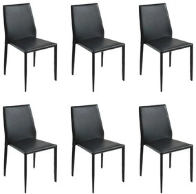 Kit 6 Cadeiras Decorativas Sala e Cozinha Karma PVC Preta G56 - Gran Belo