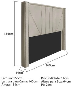 Cabeceira Casal Minsk P02 140 cm para cama Box Suede - ADJ Decor