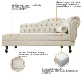 Divã Recamier Diana Lado Esquerdo 120cm Suede - ADJ Decor