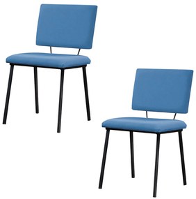 Kit 2 Cadeiras Decorativas Sala de Jantar Fennel Linho Azul Jeans G17 - Gran Belo