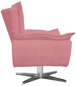 Kit 02 Poltronas Giratória Opala Suede Rose Base Estrela Cromada D'Rossi