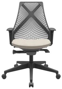 Cadeira Office Bix Tela Preta Assento Poliéster Fendi Autocompensador Base Piramidal 95cm - 64015 Sun House