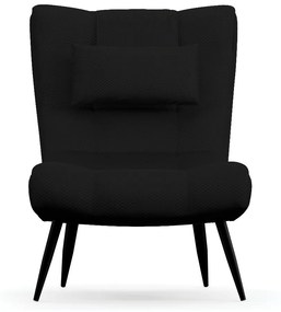 Poltrona Decorativa Sala de Estar Pés Palito Letty Veludo Luxo Preto G19 - Gran Belo